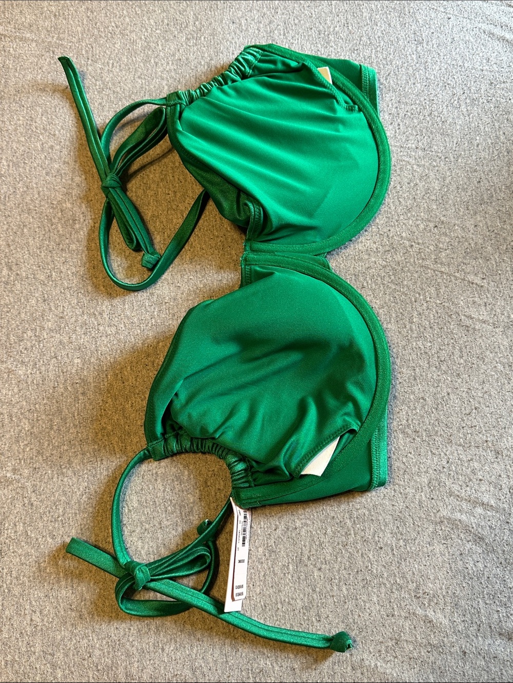 Victoria's Secret Tie-Shoulder Underwire Bikini Top, Emerald Metallic, Sz 38DDD - Picture 10 of 10